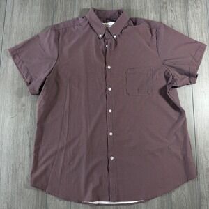 Mizzen+Main Leeward Performance Shirt XXL Burgundy Micro Geometric Short Sleeve